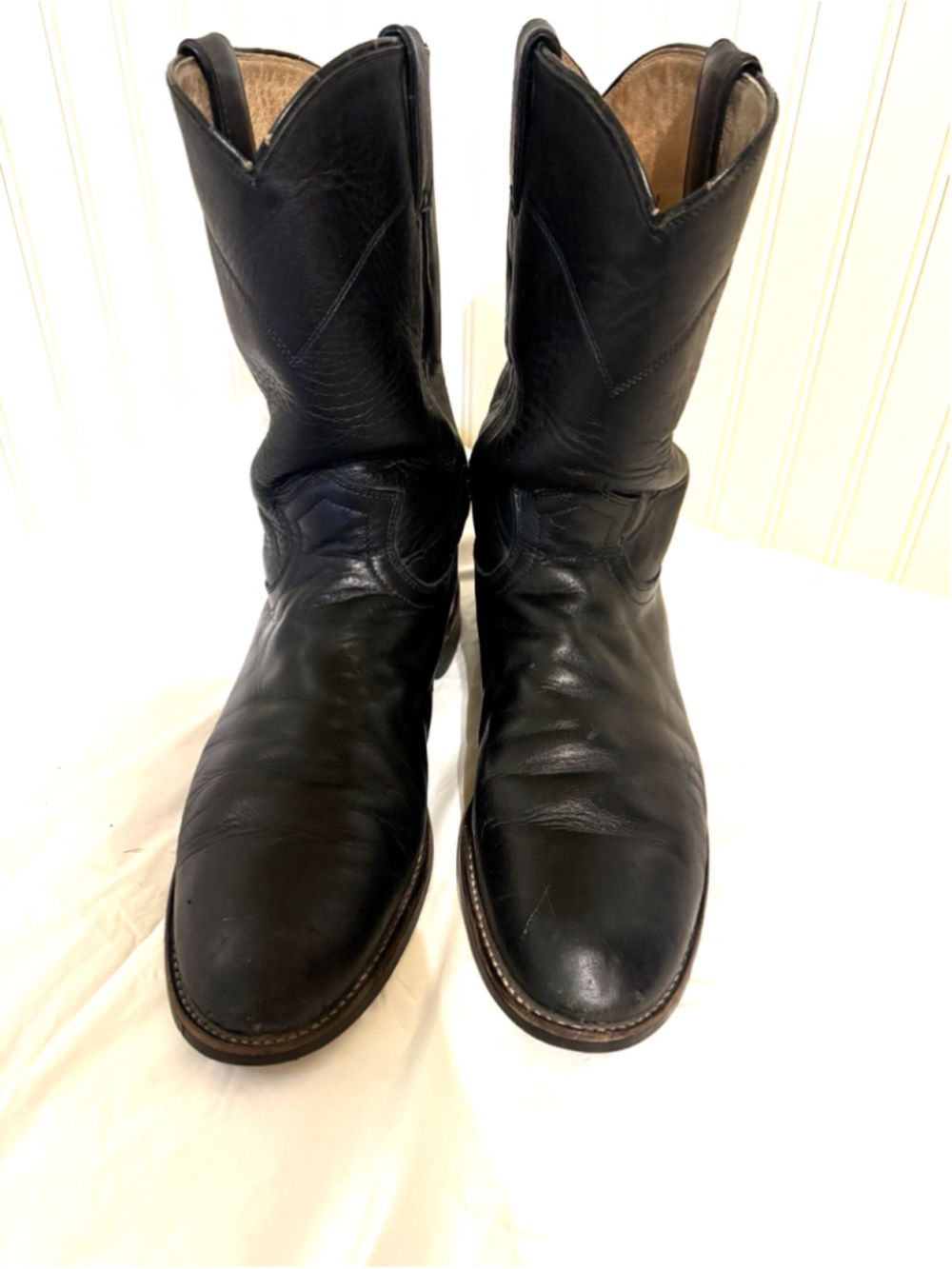 Justin Boots L3703 CORA 10 Inch Round Toe Roper Mens Black WESTERN Boots